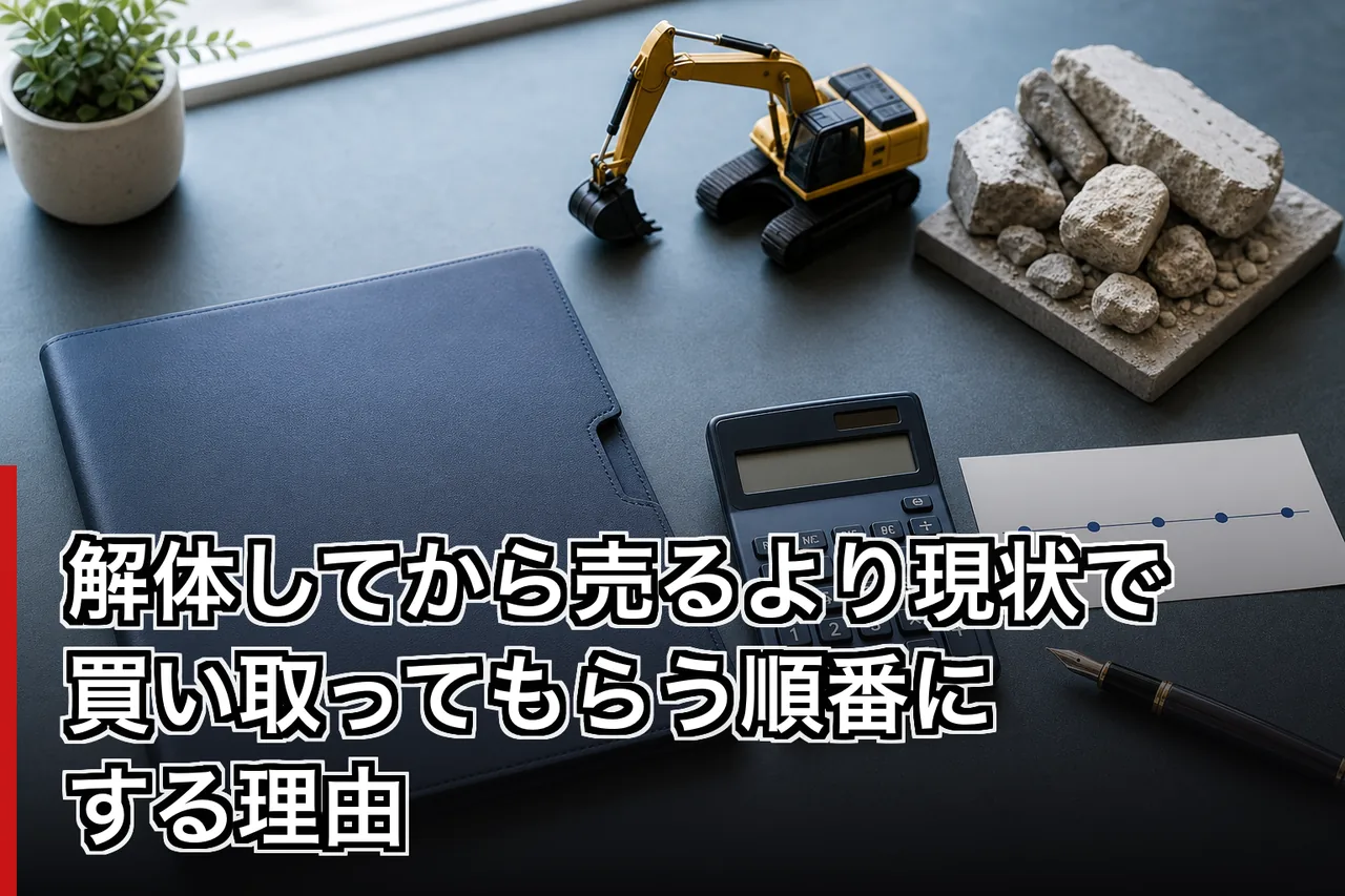 解体してから売るより現状で買い取ってもらう順番にする理由のイメージ