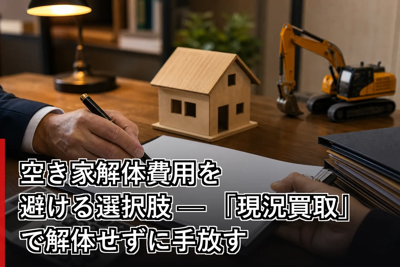 空き家解体費用を避ける選択肢 — 「現況買取」で解体せずに手放すのイメージ