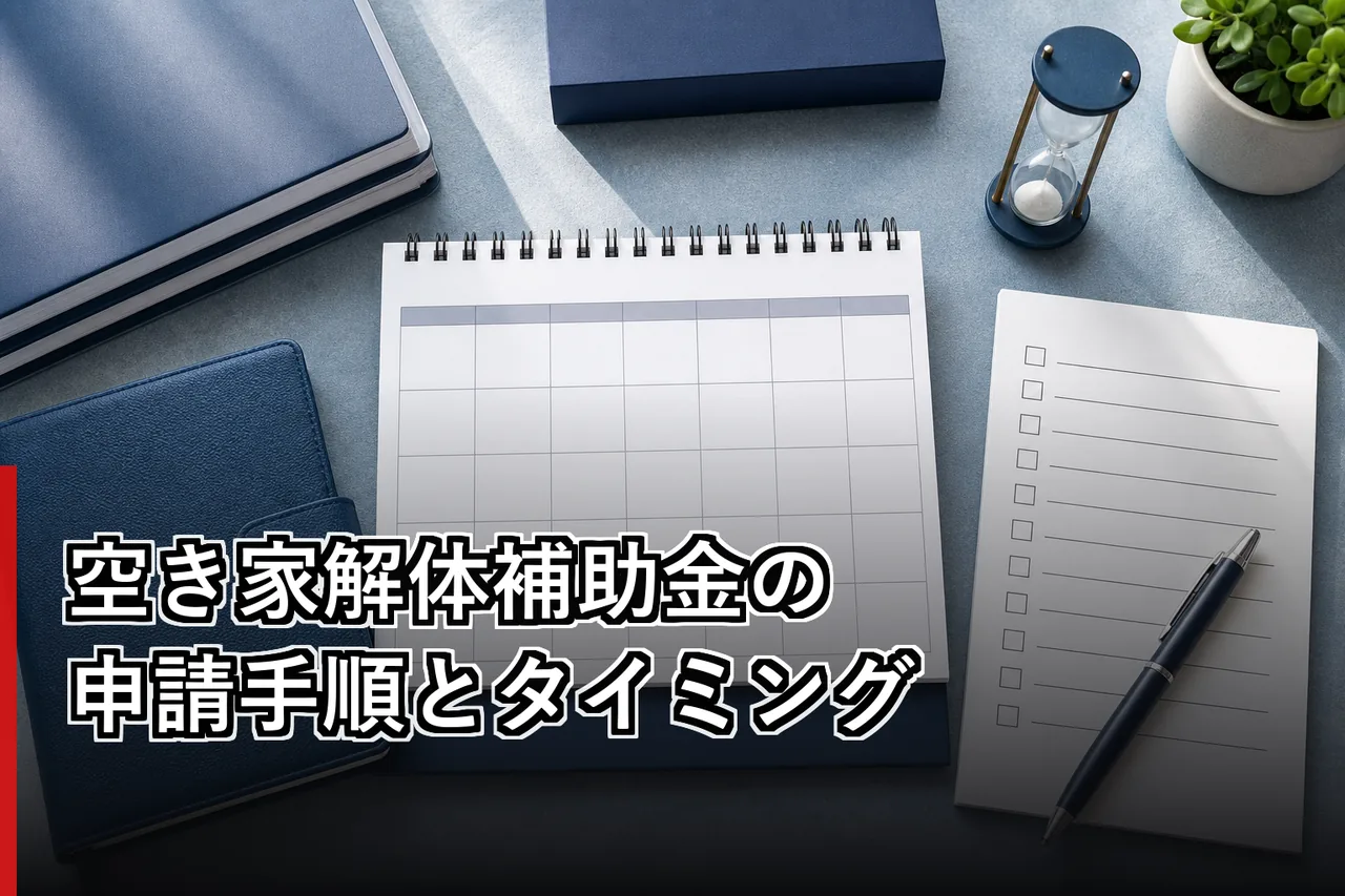 空き家解体補助金の申請手順とタイミングのイメージ