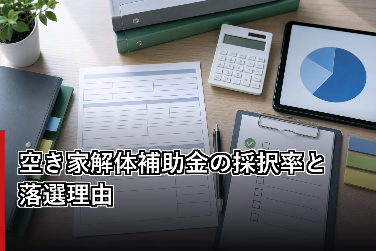 空き家解体補助金の採択率と落選理由のイメージ