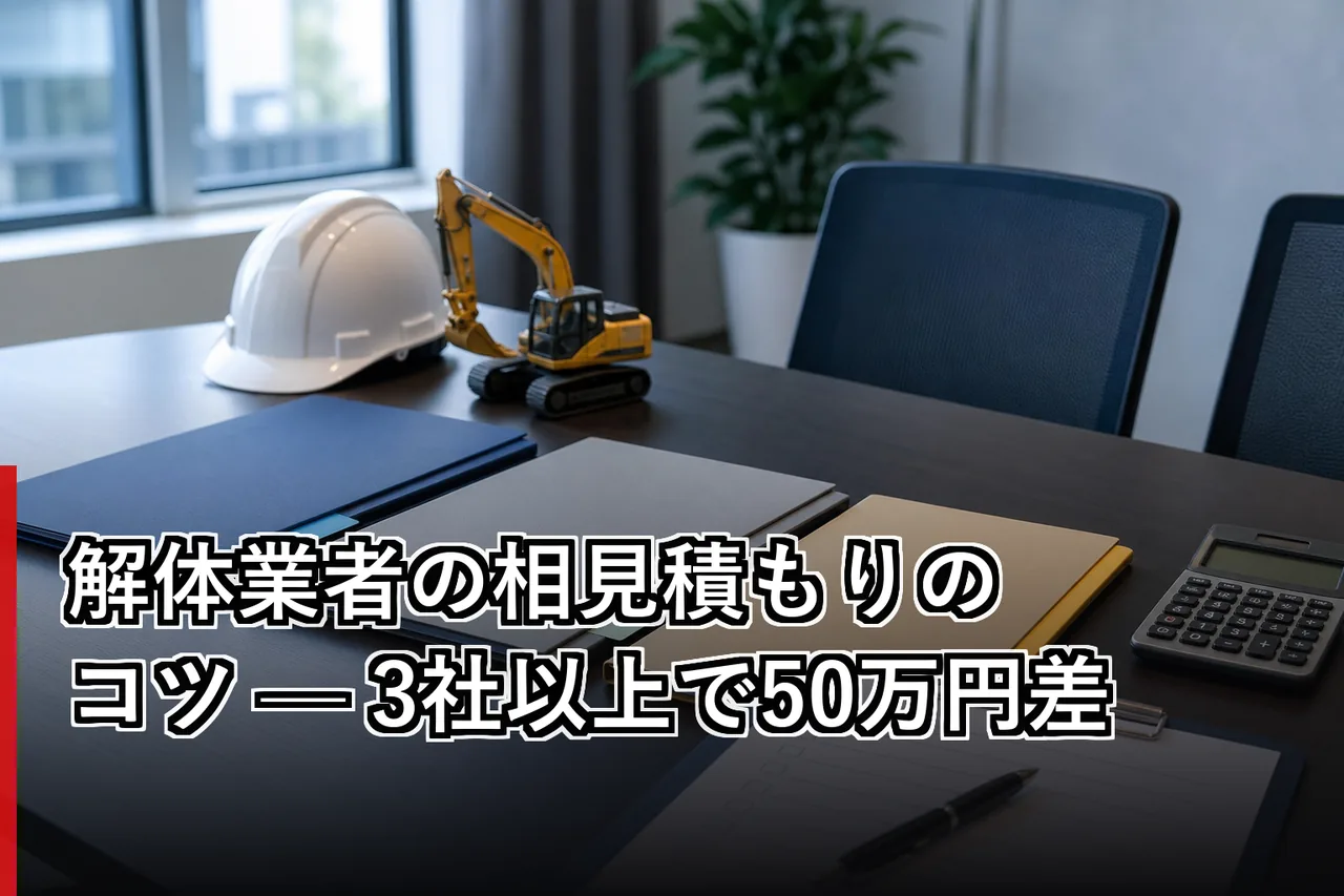 解体業者の相見積もりのコツ — 3社以上で50万円差のイメージ
