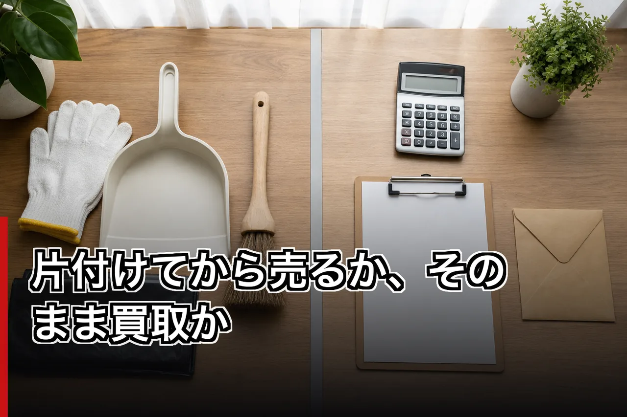 片付けてから売るか、そのまま買取かのイメージ