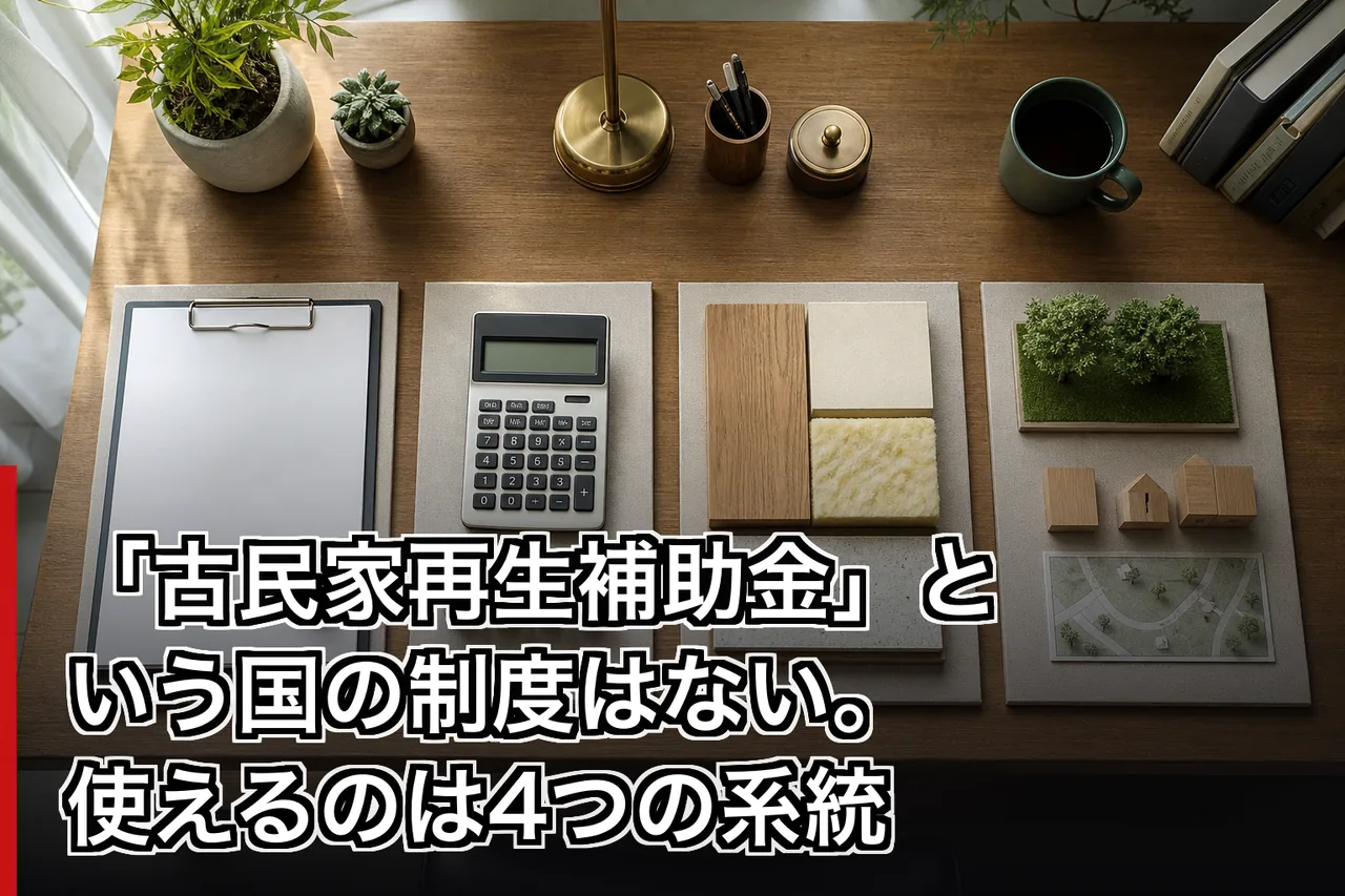 「古民家再生補助金」という国の制度はない。使えるのは4つの系統のイメージ