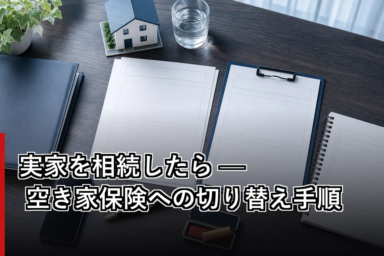 実家を相続したら — 空き家保険への切り替え手順のイメージ