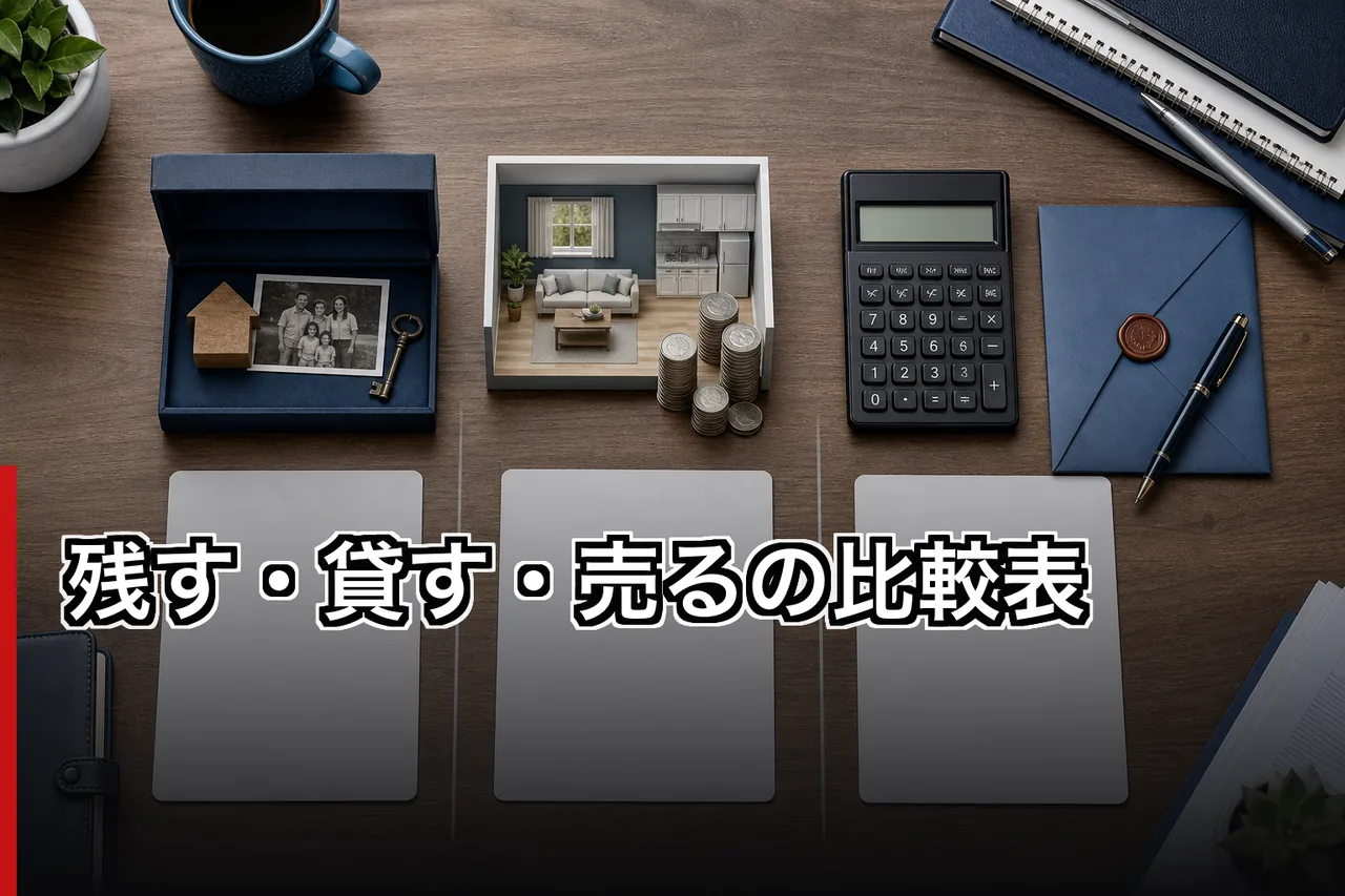 残す・貸す・売るの比較表のイメージ