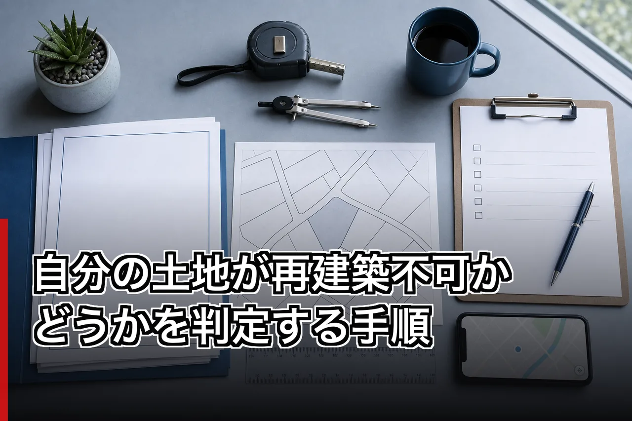 自分の土地が再建築不可かどうかを判定する手順のイメージ