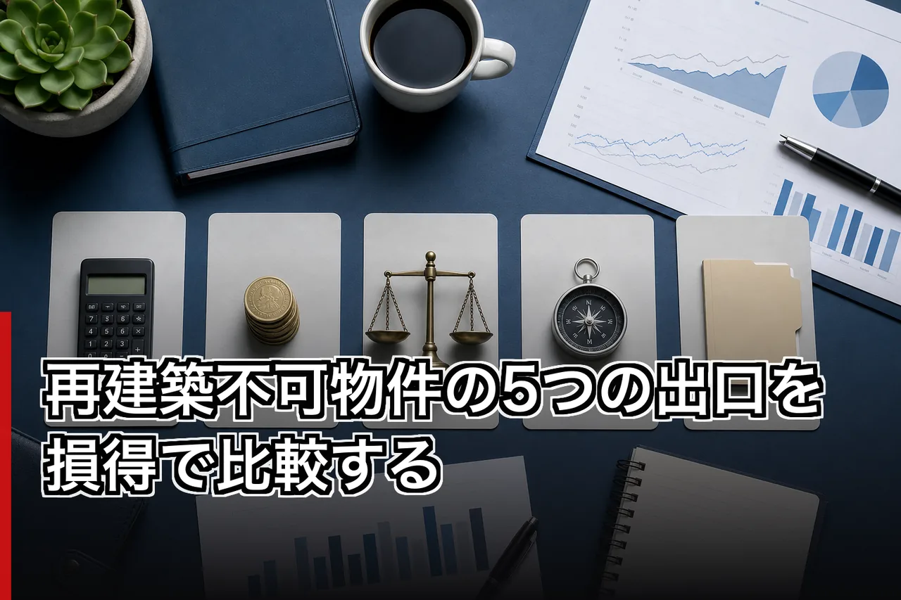 再建築不可物件の5つの出口を損得で比較するのイメージ