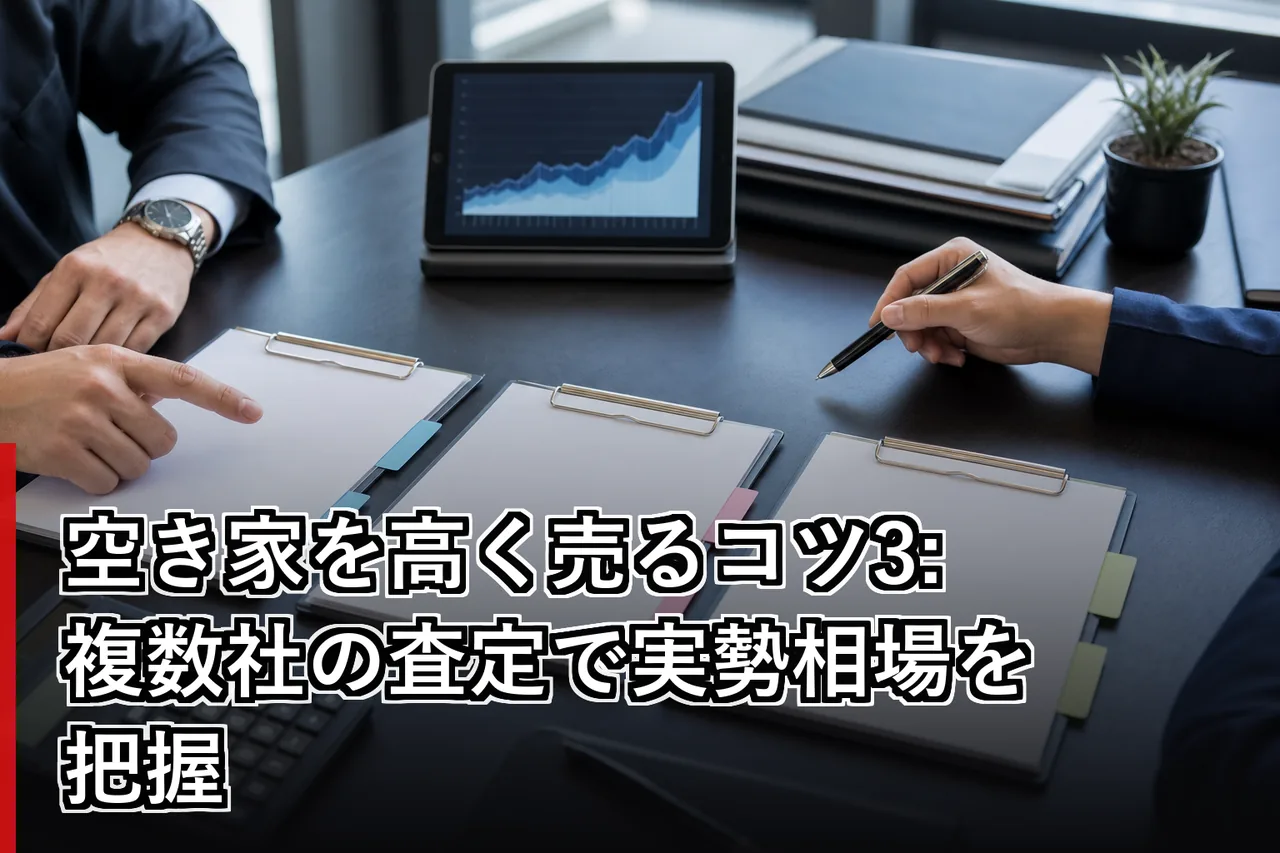 空き家を高く売るコツ3:複数社の査定で実勢相場を把握のイメージ