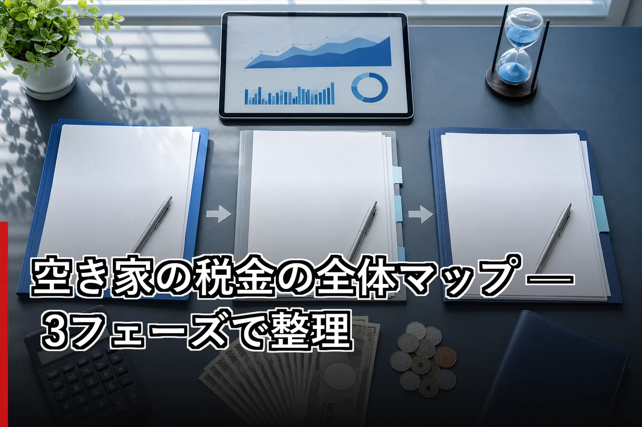 空き家の税金の全体マップ — 3フェーズで整理のイメージ