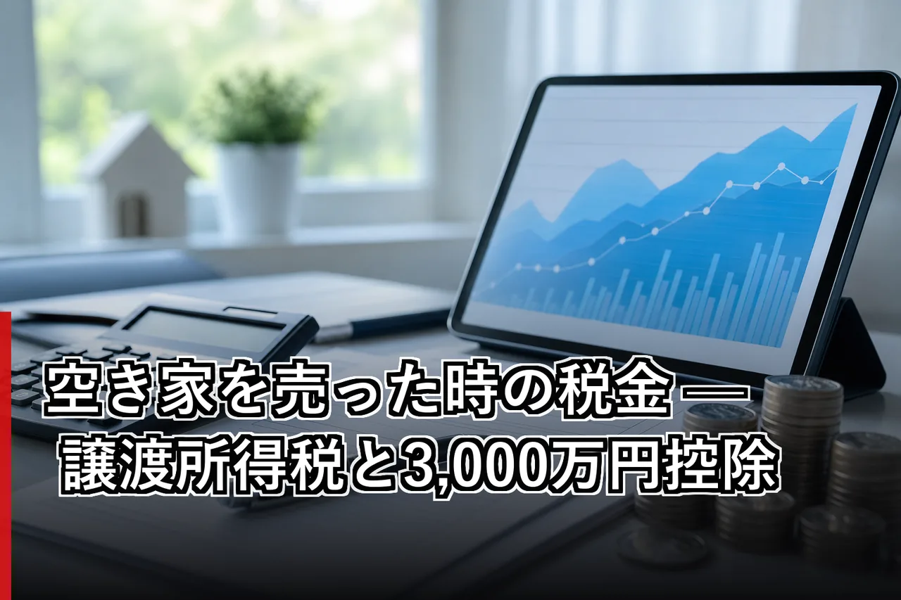 空き家を売った時の税金 — 譲渡所得税と3,000万円控除のイメージ
