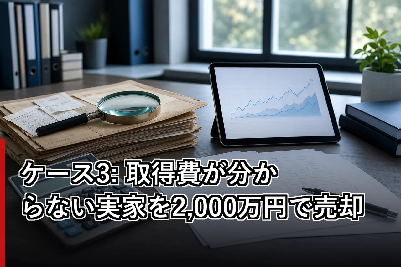 ケース3: 取得費が分からない実家を2,000万円で売却のイメージ