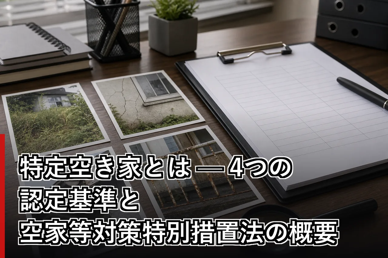 特定空き家とは — 4つの認定基準と空家等対策特別措置法の概要のイメージ