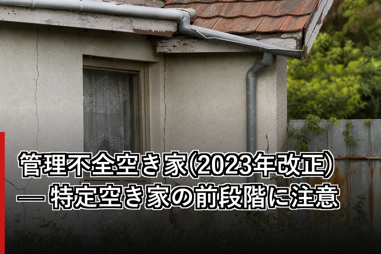 管理不全空き家(2023年改正) — 特定空き家の前段階に注意のイメージ