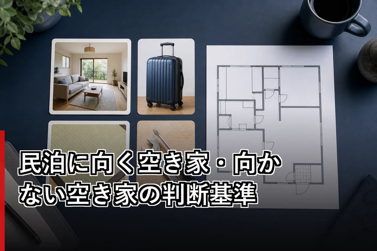 民泊に向く空き家・向かない空き家の判断基準のイメージ