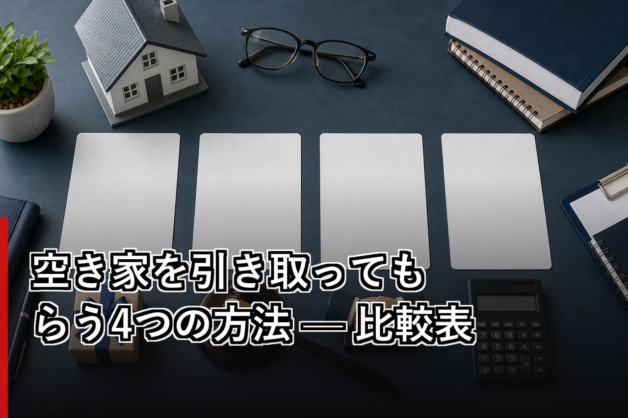 空き家を引き取ってもらう4つの方法 — 比較表のイメージ