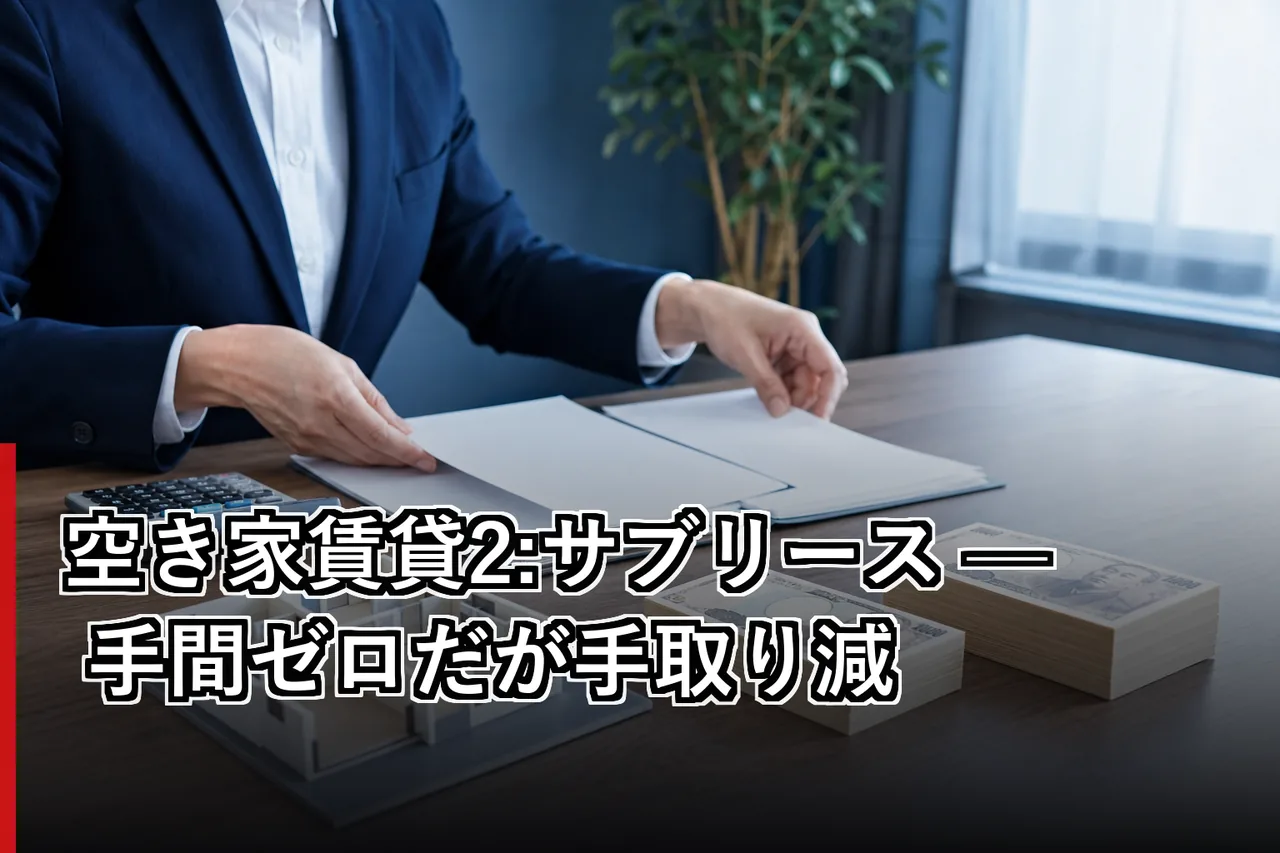 空き家賃貸2:サブリース — 手間ゼロだが手取り減のイメージ