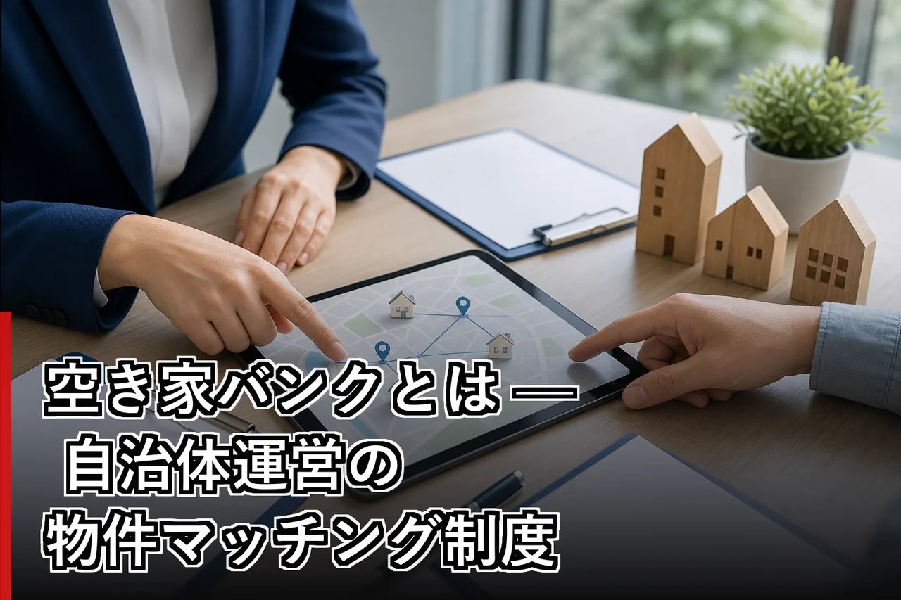 空き家バンクとは — 自治体運営の物件マッチング制度のイメージ